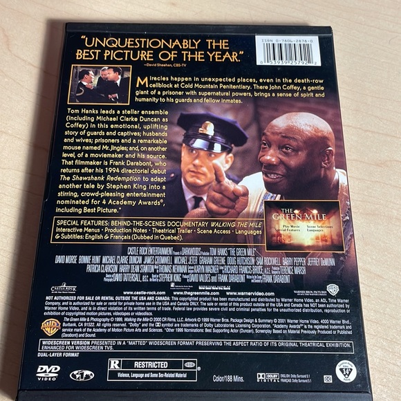 The Green Mile with Tom hanks DVD - Picture 2 of 2